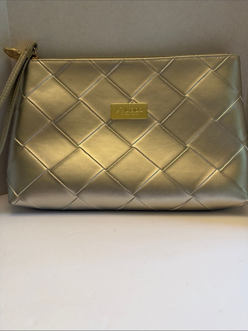 Shiseido Quilted Metallic Wristlet - Gold
